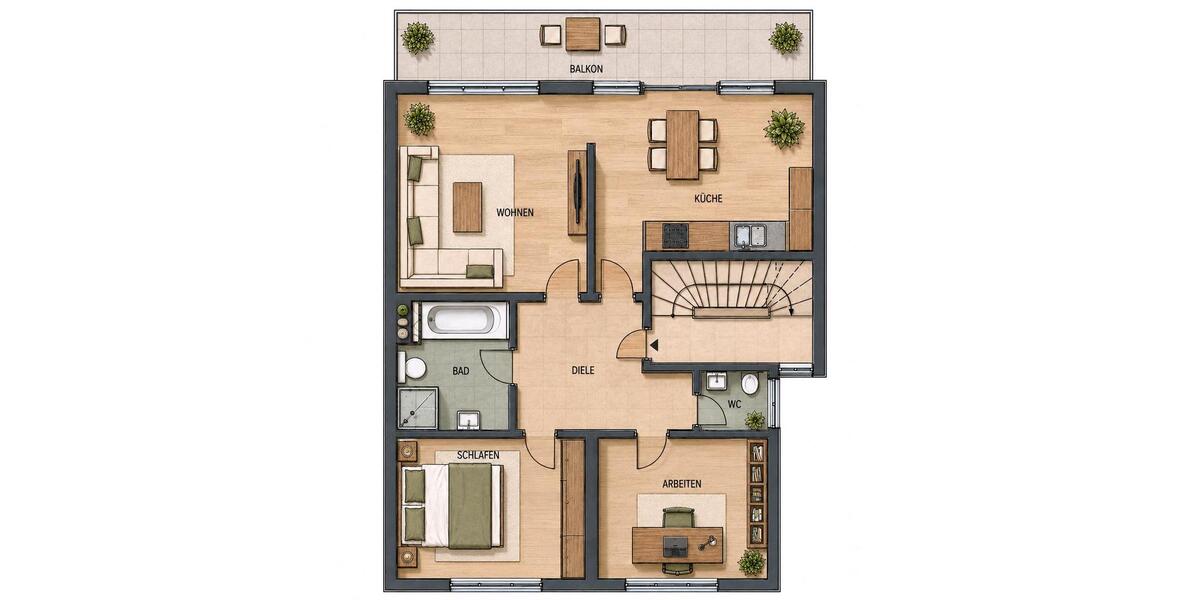 Etagenwohnung Bottrop Ebel - 3.5 Zimmer, 88 m&sup2;, 790&euro; | Angebot:27617472