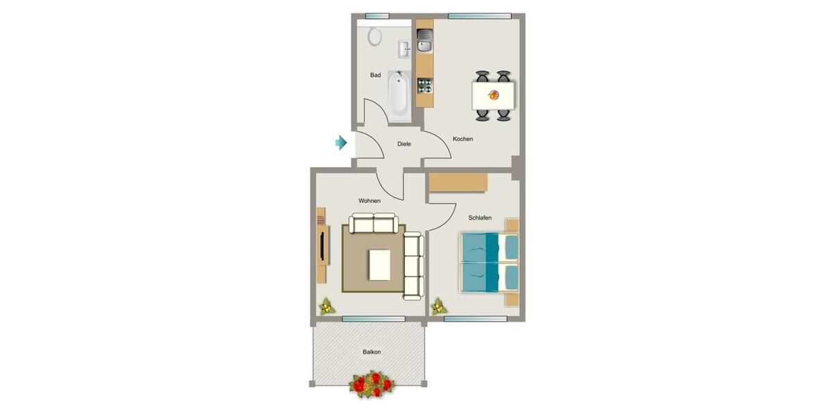 Wohnen in Stadtnähe 2 zimmer