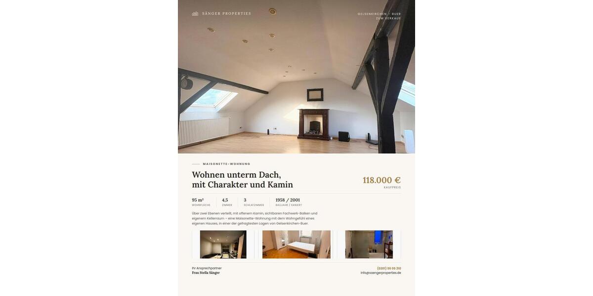 Etagenwohnung Gelsenkirchen Buer - 4.5 Zimmer, 95 m&sup2;, 117.000&euro; | Angebot:27000039