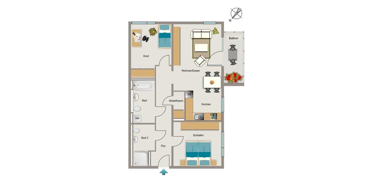 Etagenwohnung Bochum Wiemelhausen - 3 Zimmer, 79 m&sup2;, 551&euro; | Angebot:25050822