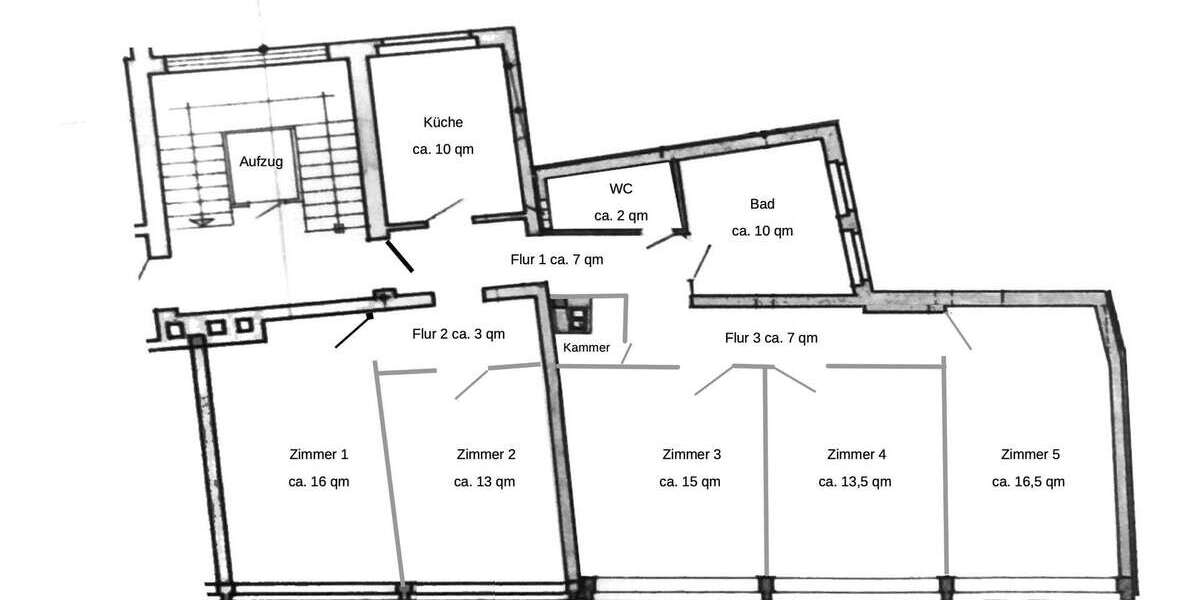 Etagenwohnung Duisburg Dellviertel - 5 Zimmer, 114 m&sup2;, 900&euro; | Angebot:26661136