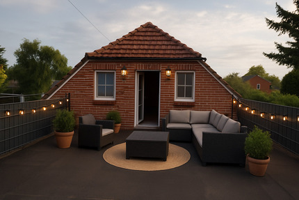 Freistehendes Einfamilienhaus mit Garten, Dachterrasse & Garage