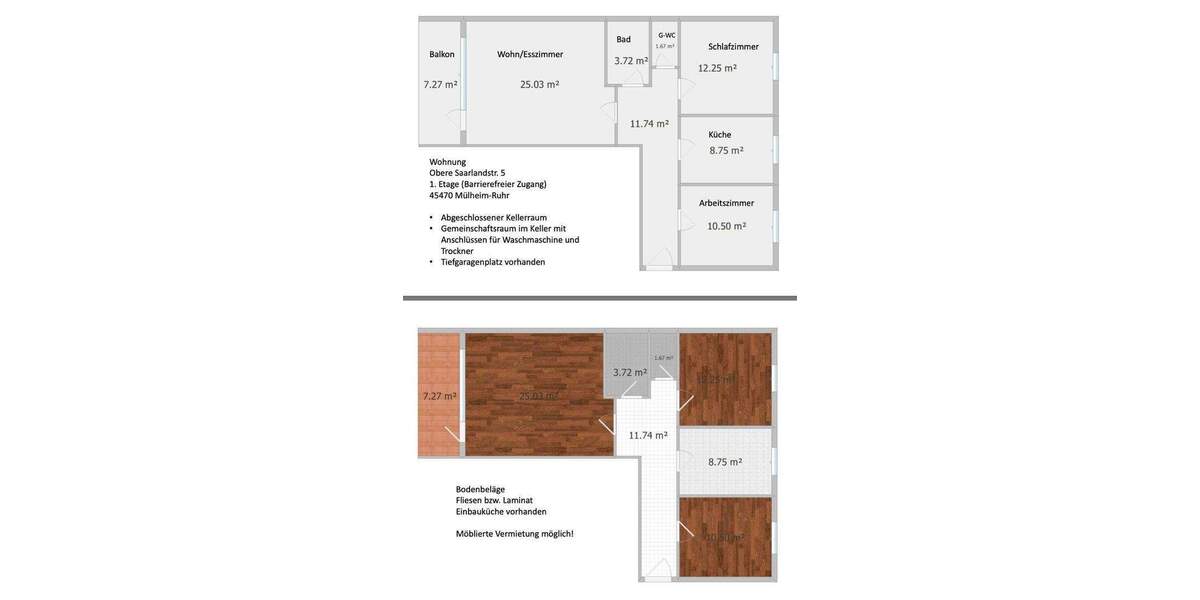 Etagenwohnung Mülheim an der Ruhr Holthausen - 3 Zimmer, 81 m&sup2;, 1.250&euro; | Angebot:25317626