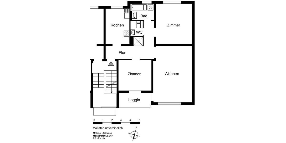 Erdgeschoßwohnung Mülheim an der Ruhr Dümpten - 3 Zimmer, 79 m&sup2;, 845&euro; | Angebot:26290031