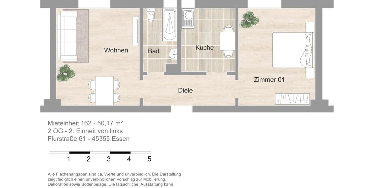 Etagenwohnung Essen Stadtbezirk IV - 2 Zimmer, 50 m&sup2;, 482&euro; | Angebot:26649713