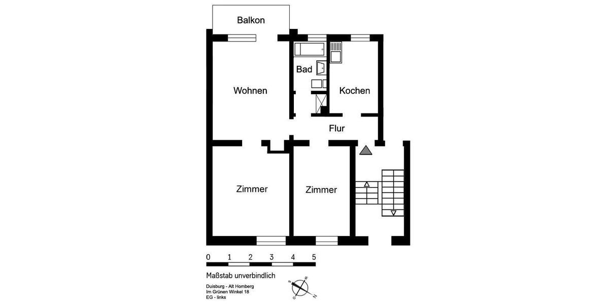 Etagenwohnung Duisburg Essenberg - 3 Zimmer, 59 m&sup2;, 548&euro; | Angebot:26300934
