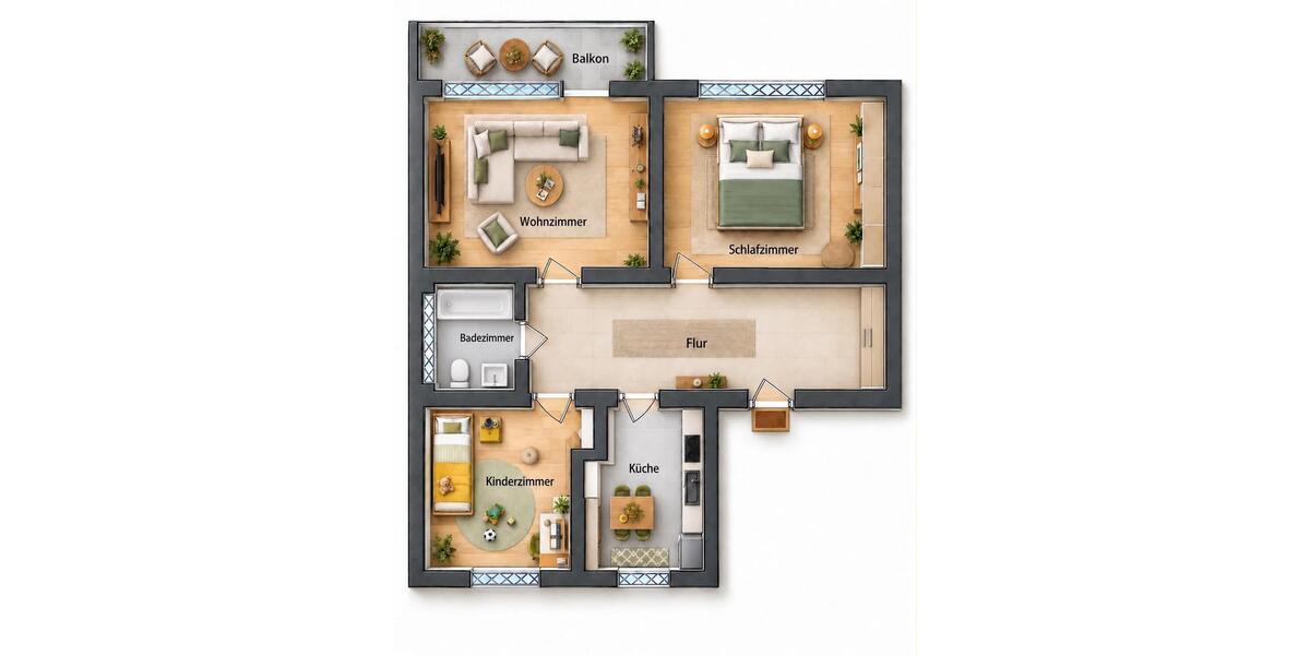 Etagenwohnung Moers Rheinkamp - 3 Zimmer, 79 m&sup2;, 1.550&euro; | Angebot:27619547