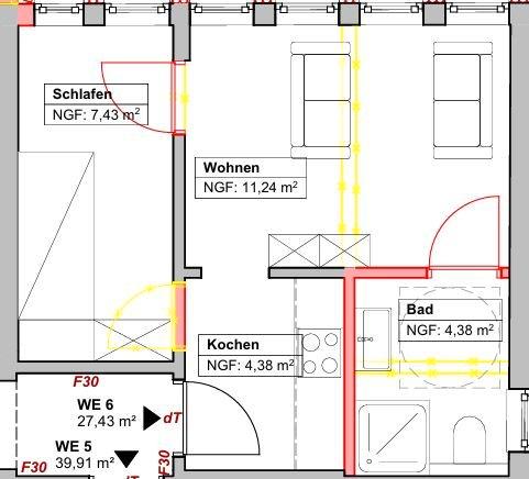 Etagenwohnung Hattingen - 2 Zimmer, 27 m&sup2;, 365&euro; | Angebot:26560398