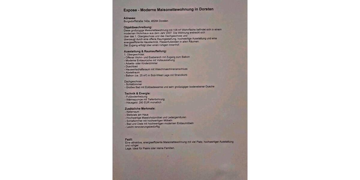Maisonettenwohnung Dorsten - 4 Zimmer, 108 m&sup2;, 305.000&euro; | Angebot:26780612