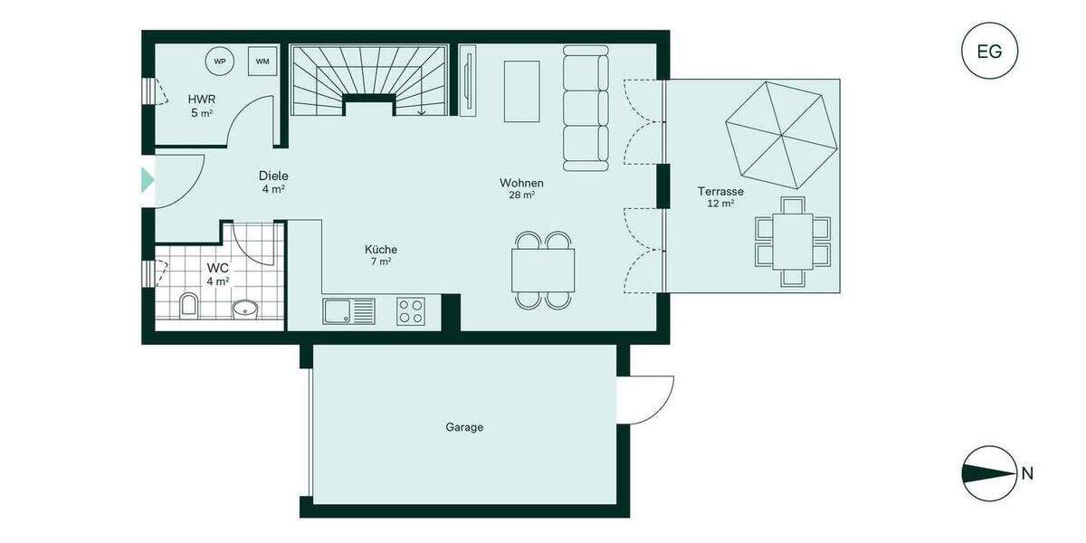 Doppelhaushälfte mit Dachstudio, Dachterrasse und Garage 4 zimmer