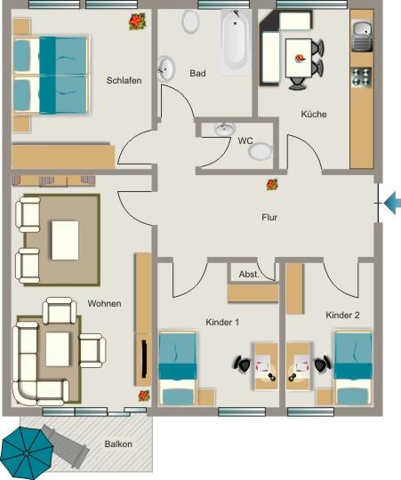 Etagenwohnung Essen Stadtbezirk V - 4.5 Zimmer, 82 m&sup2;, 781&euro; | Angebot:26358541