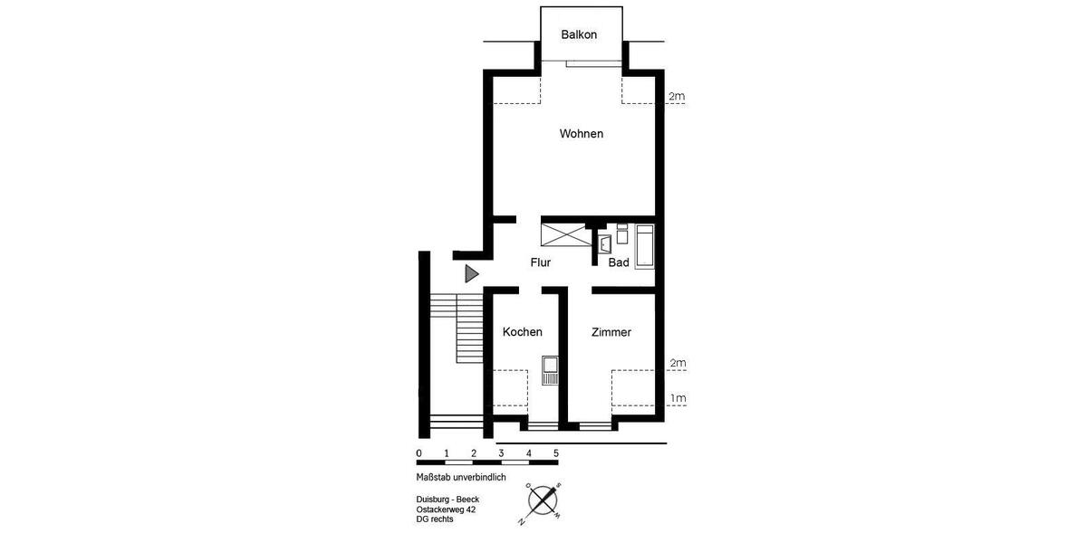 Dachgeschoßwohnung Duisburg Beeck - 2.5 Zimmer, 62 m&sup2;, 519&euro; | Angebot:26486332