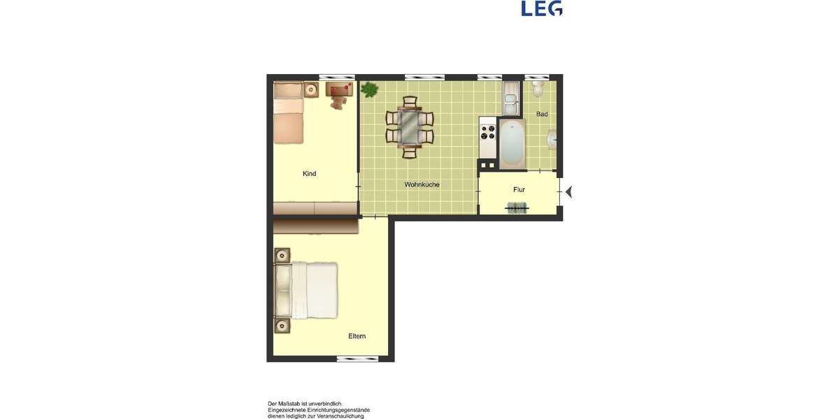 Etagenwohnung Duisburg Huckingen - 2 Zimmer, 51 m&sup2;, 469&euro; | Angebot:26865006