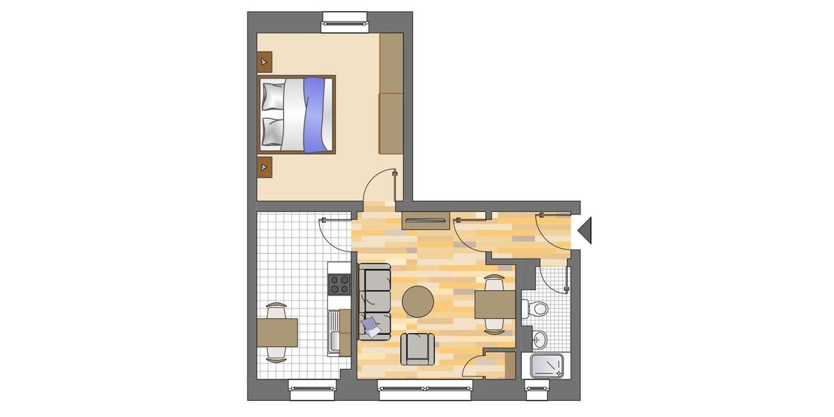 Erdgeschoßwohnung Gelsenkirchen Gelsenkirchen-Nord - 2 Zimmer, 40 m&sup2;, 309&euro; | Angebot:25444616