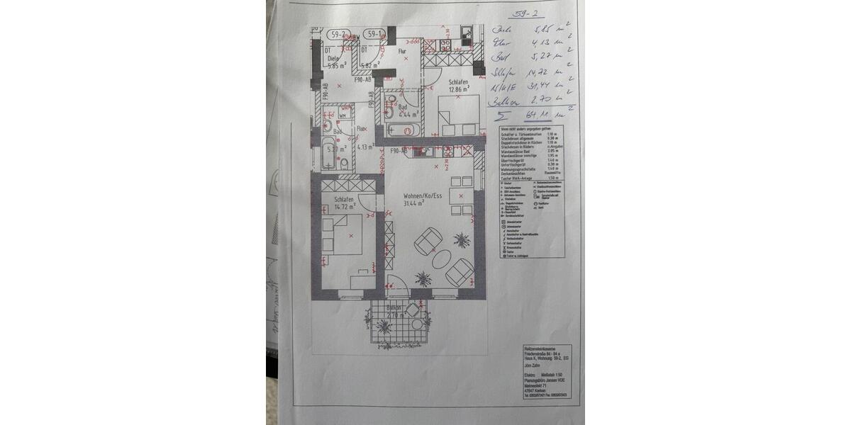 Hochparterre Wesel Fusternberg - 2.5 Zimmer, 65 m&sup2;, 130.000&euro; | Angebot:27119578