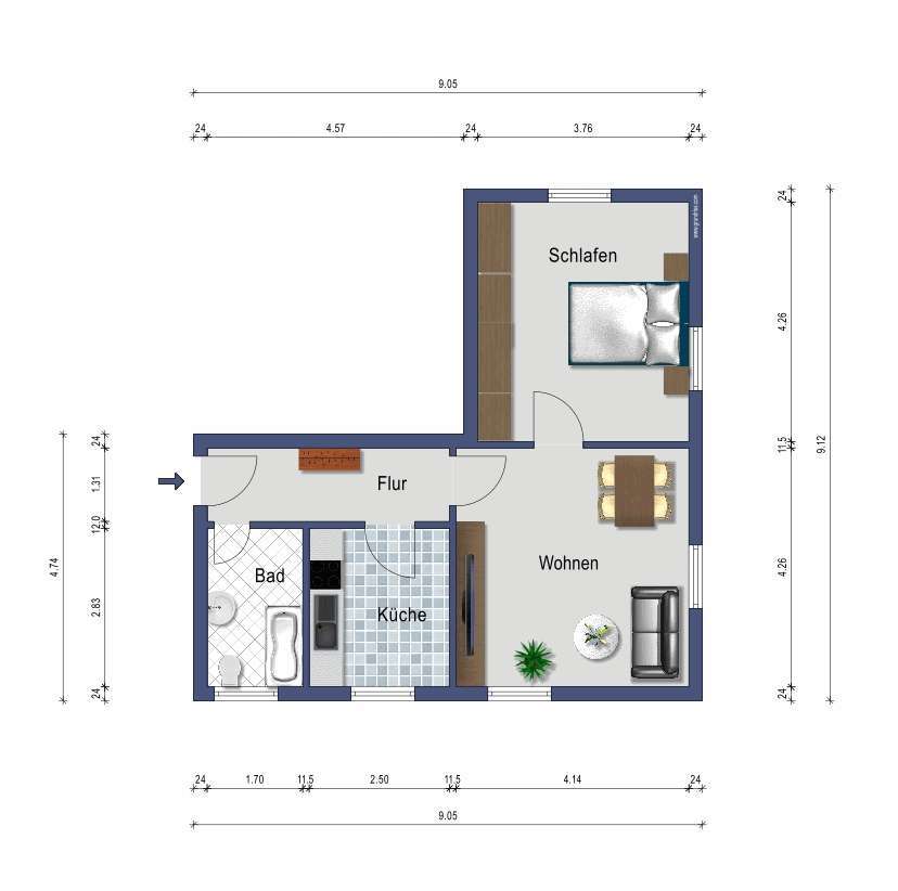 Wohnung zum Mieten in Velbert 480 € 52 m²