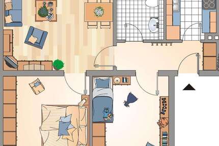 Wohnung Recklinghausen Grullbad - 2.5 Zimmer, 51 m&sup2;, 211&euro; | Angebot:25426926