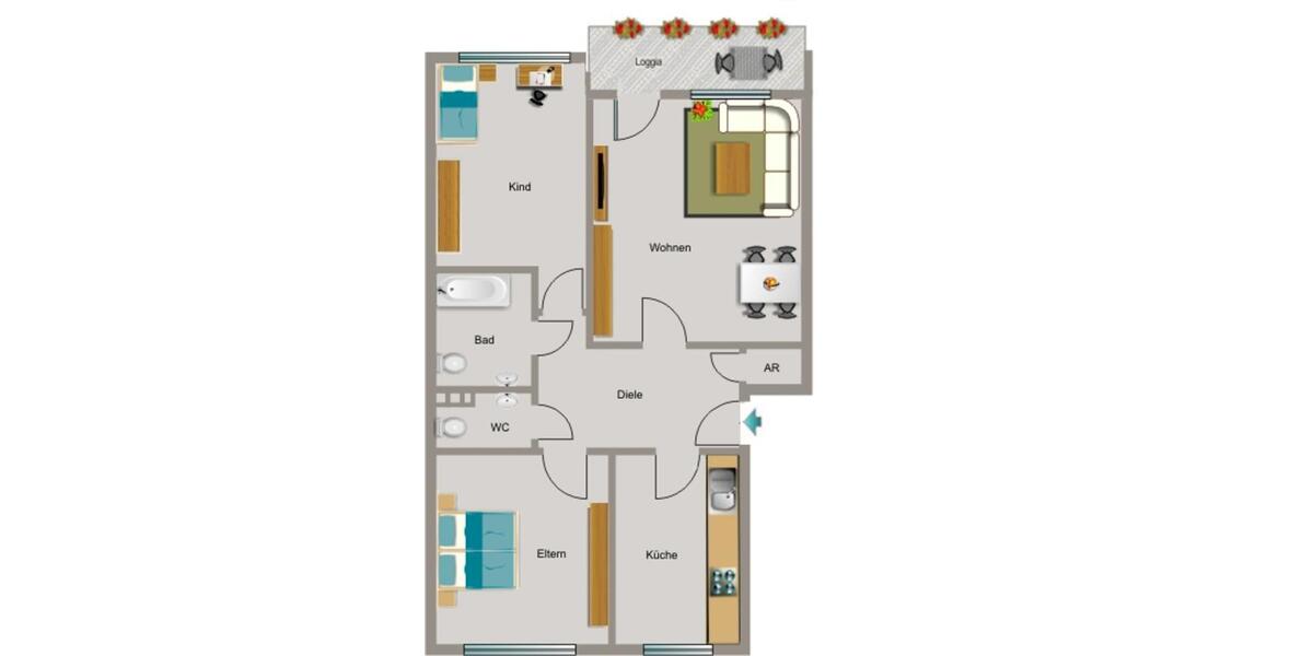 Etagenwohnung Dinslaken - 3.5 Zimmer, 79 m&sup2;, 471&euro; | Angebot:26329885