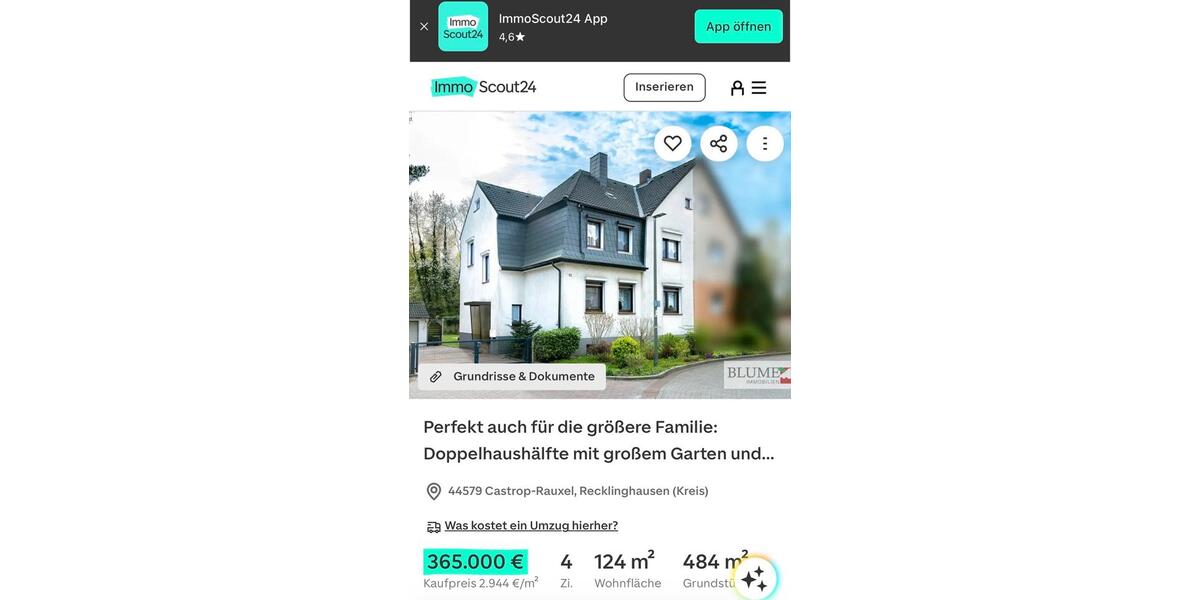 Doppelhaushälfte Castrop-Rauxel Bladenhorst - 5 Zimmer, 124 m&sup2;, 365.000&euro; | Angebot:27168144