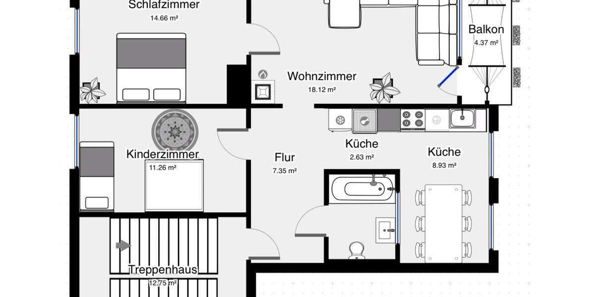 Etagenwohnung Duisburg Angerhausen - 3.5 Zimmer, 70 m&sup2;, 199.999&euro; | Angebot:26825704