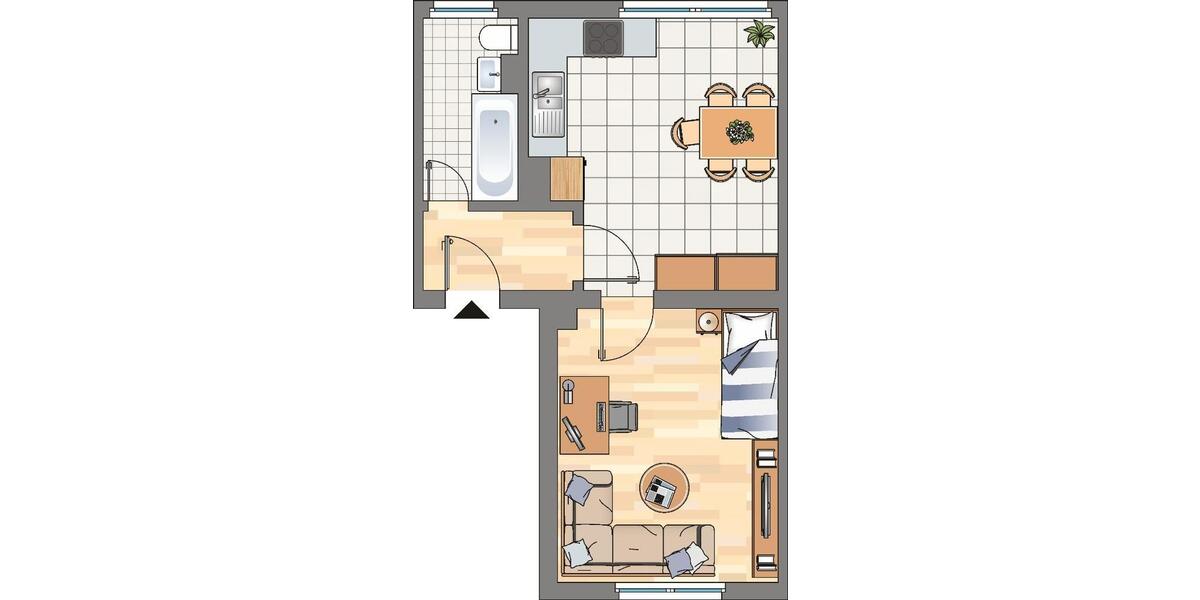 Erdgeschoßwohnung Bochum Werne - 1.5 Zimmer, 36 m&sup2;, 329&euro; | Angebot:26646854