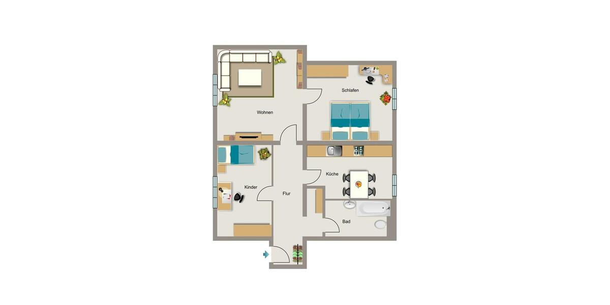 Erdgeschoßwohnung Duisburg Hamborn - 3.5 Zimmer, 70 m&sup2;, 435&euro; | Angebot:26337235