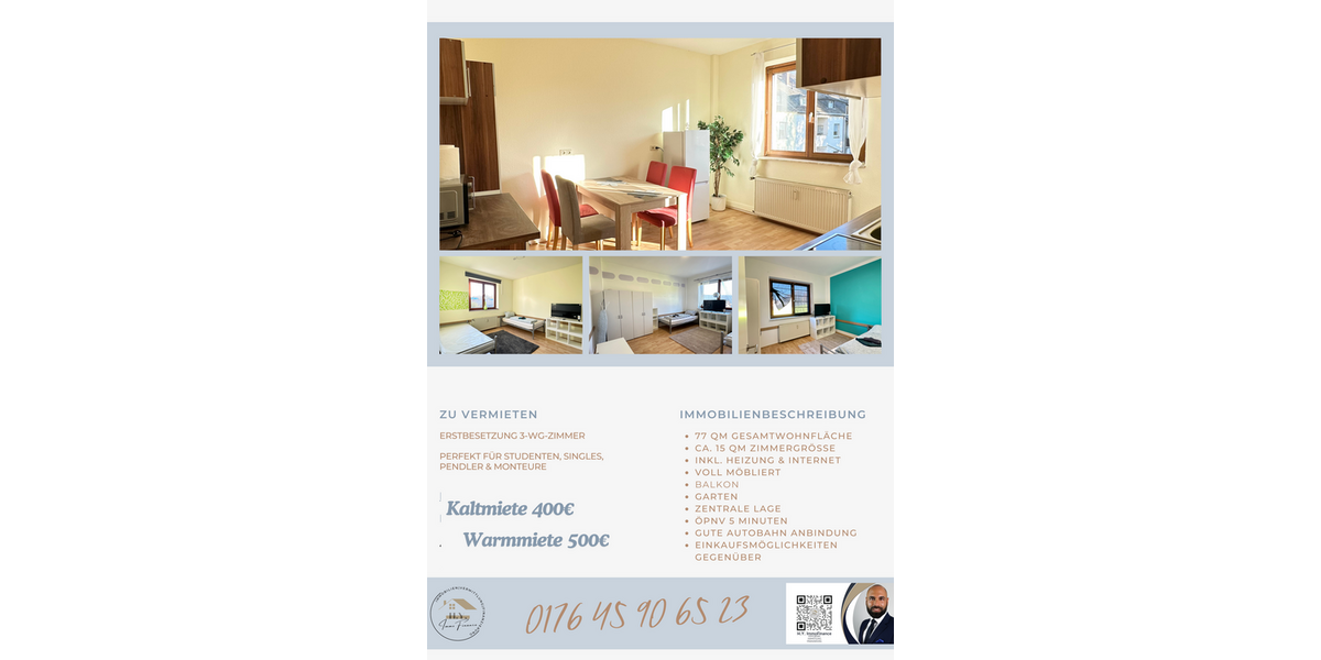 Zimmer Duisburg Mittelmeiderich - 3 Zimmer, 500&euro; | Angebot:26897938