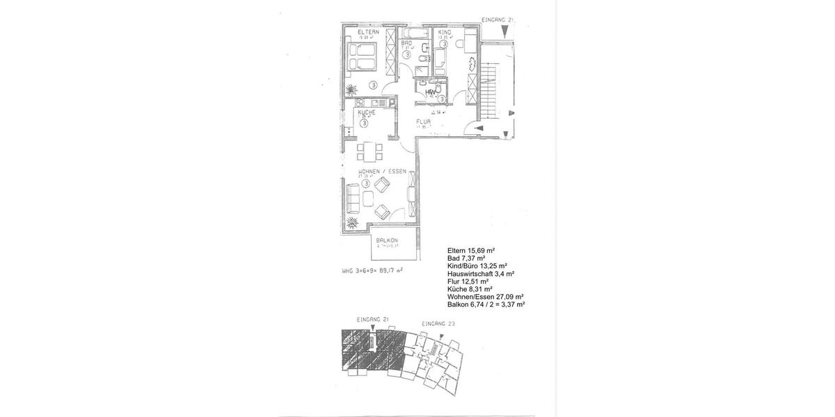 Etagenwohnung Essen Stadtbezirk IX - 3 Zimmer, 89 m&sup2;, 420.000&euro; | Angebot:26325816