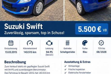 Suzuki Swift 143.515 km 5.500 &euro; Bochum 44805