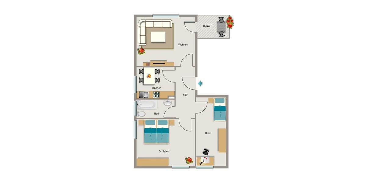 Etagenwohnung Gelsenkirchen Resse - 3.5 Zimmer, 62 m&sup2;, 404&euro; | Angebot:24130396