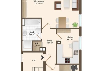 Modernes Wohnen nach Sanierung: Helle 2,5-Zimmer-Wohnung mit Balkon & Komfortausstattung 2 zimmer
