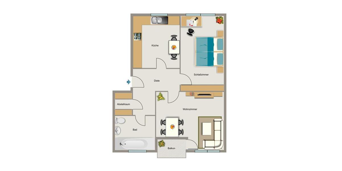 Erdgeschoßwohnung Gelsenkirchen Gelsenkirchen-Nord - 2.5 Zimmer, 51 m&sup2;, 423&euro; | Angebot:25968616
