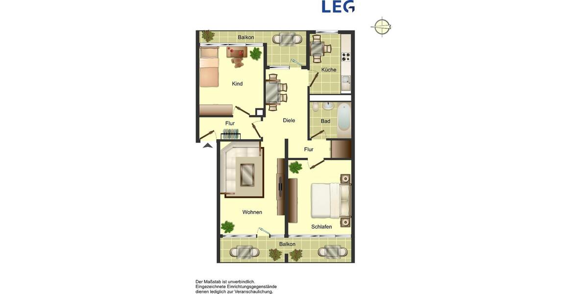 Etagenwohnung Ratingen Tiefenbroich - 3 Zimmer, 82 m&sup2;, 879&euro; | Angebot:26270295