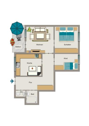 Etagenwohnung Herten - 3.5 Zimmer, 68 m&sup2;, 578&euro; | Angebot:26486359