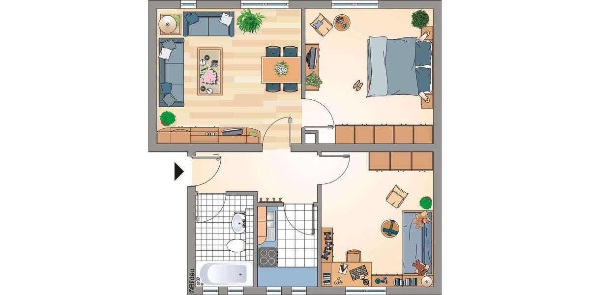 Etagenwohnung Recklinghausen Grullbad - 3 Zimmer, 56 m&sup2;, 243&euro; | Angebot:26799045