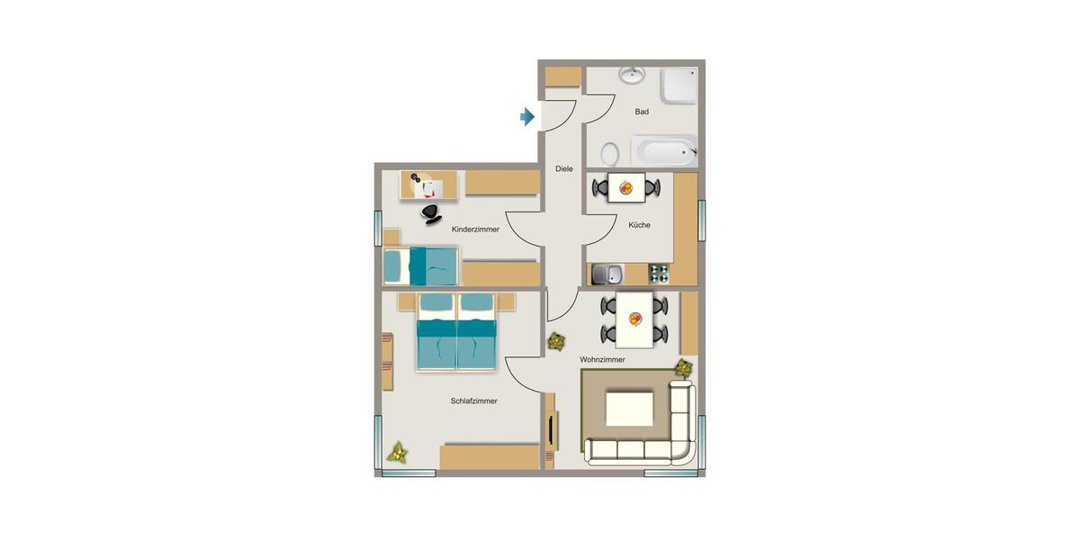 Erdgeschoßwohnung Recklinghausen Berghausen - 3.5 Zimmer, 57 m&sup2;, 460&euro; | Angebot:25968601