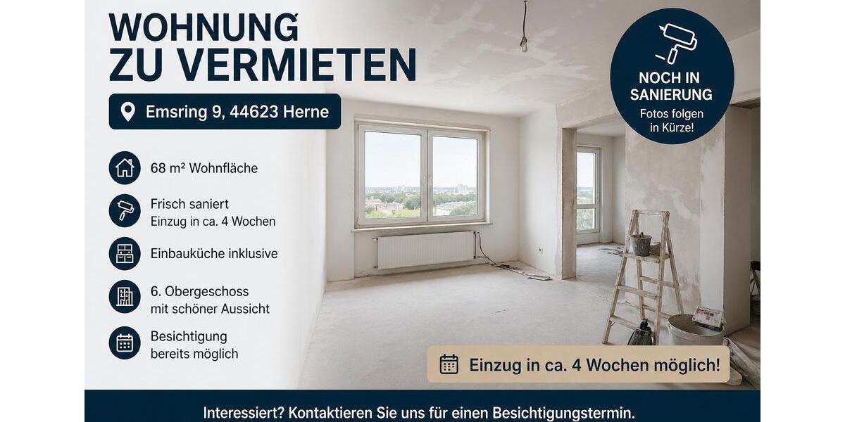 Etagenwohnung Herne Sodingen - 2 Zimmer, 69 m&sup2;, 620&euro; | Angebot:26347699
