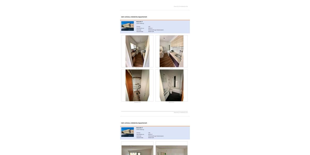 Etagenwohnung Duisburg Duisburg-Mitte - 1 Zimmer, 39 m&sup2;, 595&euro; | Angebot:26300600