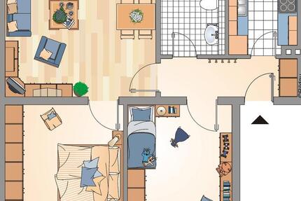 Wohnung Recklinghausen Grullbad - 2.5 Zimmer, 51 m&sup2;, 211&euro; | Angebot:25433170