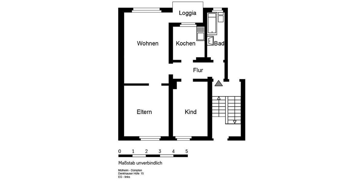 Erdgeschoßwohnung Mülheim an der Ruhr Dümpten - 3 Zimmer, 59 m&sup2;, 630&euro; | Angebot:26163747