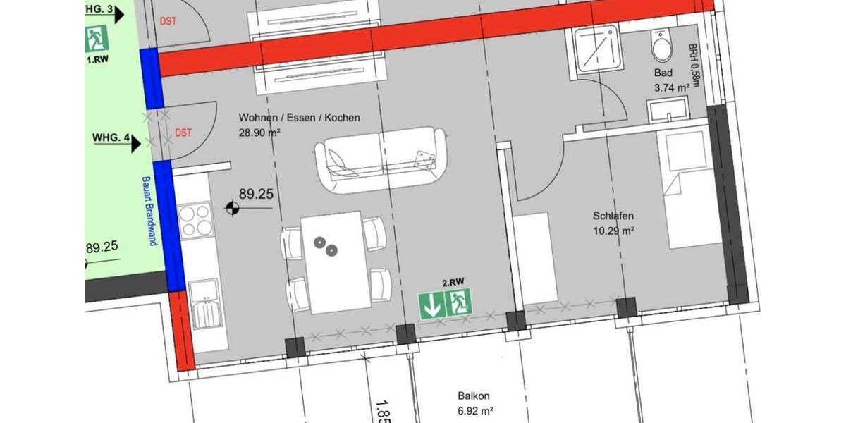 Etagenwohnung Essen Stadtkern - 2 Zimmer, 46 m&sup2;, 750&euro; | Angebot:25514502