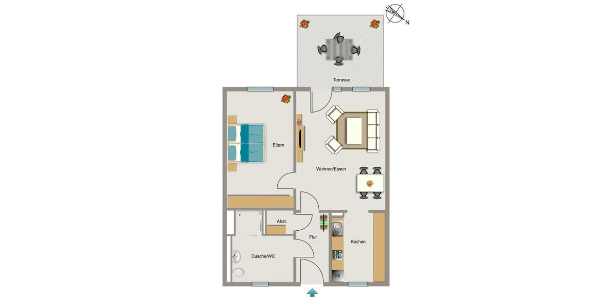 Erdgeschoßwohnung Witten Heven - 2.5 Zimmer, 66 m&sup2;, 743&euro; | Angebot:25301585