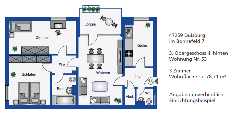 Kapitalanleger, 3-Zimmer-Wohnung mit Balkon in Duisburg-Süd 3 zimmer
