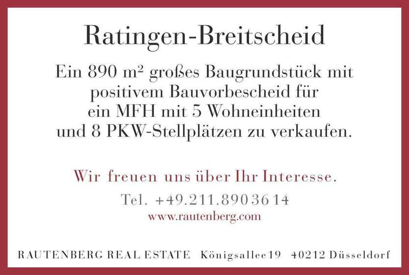 Grundstück zu verkaufen in Ratingen 495.000 € 890 m²