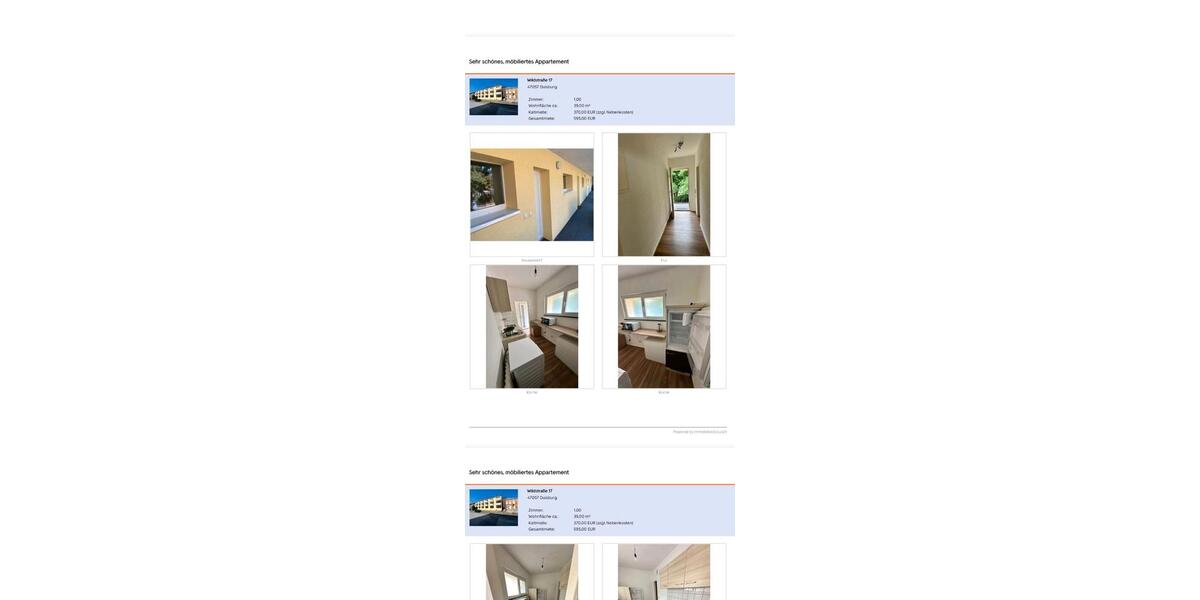 Etagenwohnung Duisburg Duisburg-Mitte - 1 Zimmer, 39 m&sup2;, 595&euro; | Angebot:26300600