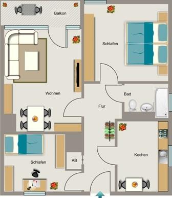 Etagenwohnung Gelsenkirchen Rotthausen - 3.5 Zimmer, 70 m&sup2;, 399&euro; | Angebot:25409583