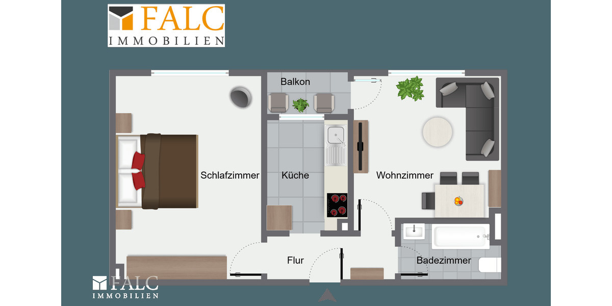 Etagenwohnung Recklinghausen Berghausen - 2 Zimmer, 57 m&sup2;, 441&euro; | Angebot:23555884