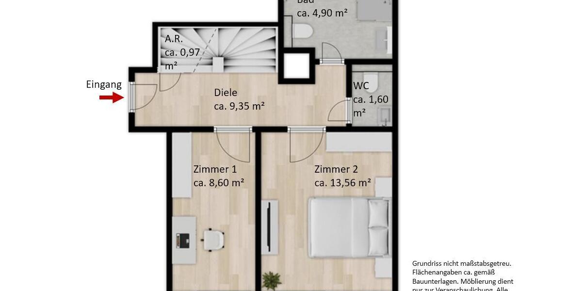 Maisonettenwohnung Ratingen - 3 Zimmer, 89 m&sup2;, 1.780&euro; | Angebot:26284351