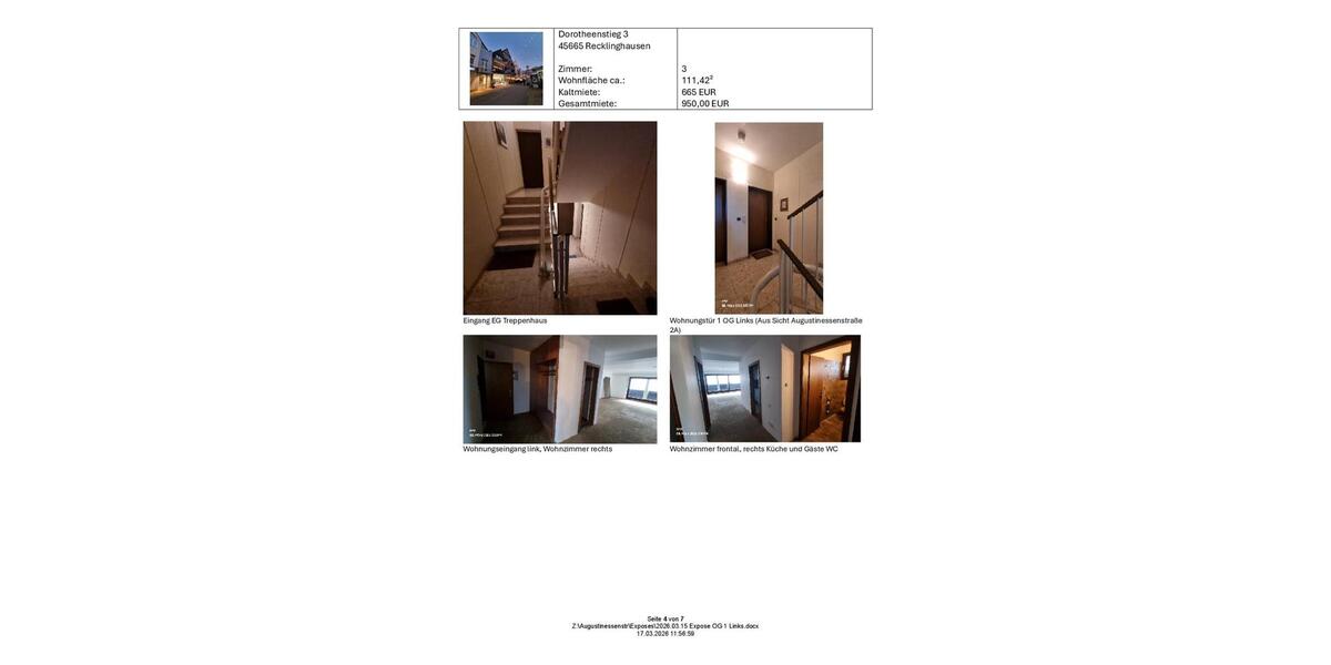 Etagenwohnung Recklinghausen Berghausen - 2.5 Zimmer, 111 m&sup2;, 665&euro; | Angebot:26347747