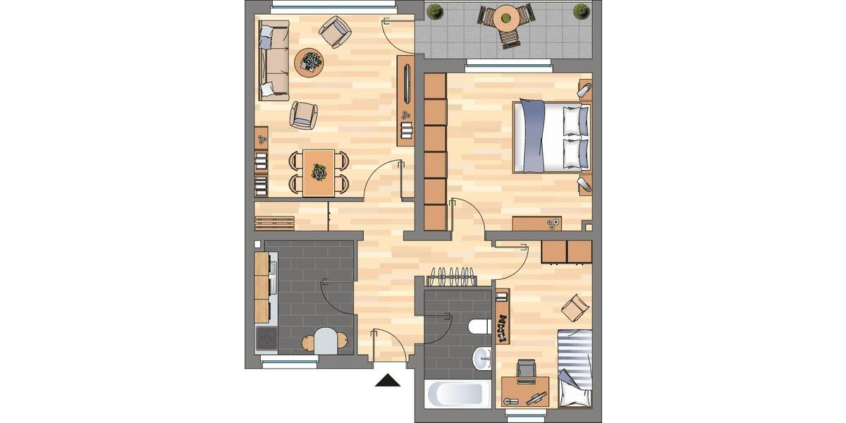 Erdgeschoßwohnung Velbert Velbert-Mitte - 3 Zimmer, 66 m&sup2;, 539&euro; | Angebot:26290041